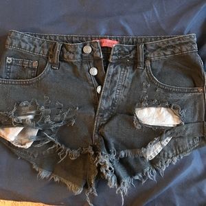 Black denim shorts